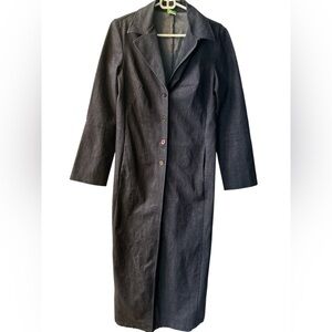Tothemax! Navy denim ankle length trench coat jacket NWOT
